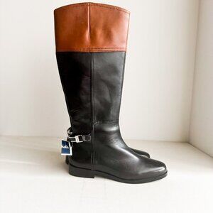 Lauren Ralph Lauren Two Tone Leather Riding Style Knee High Boots 6 NWT
